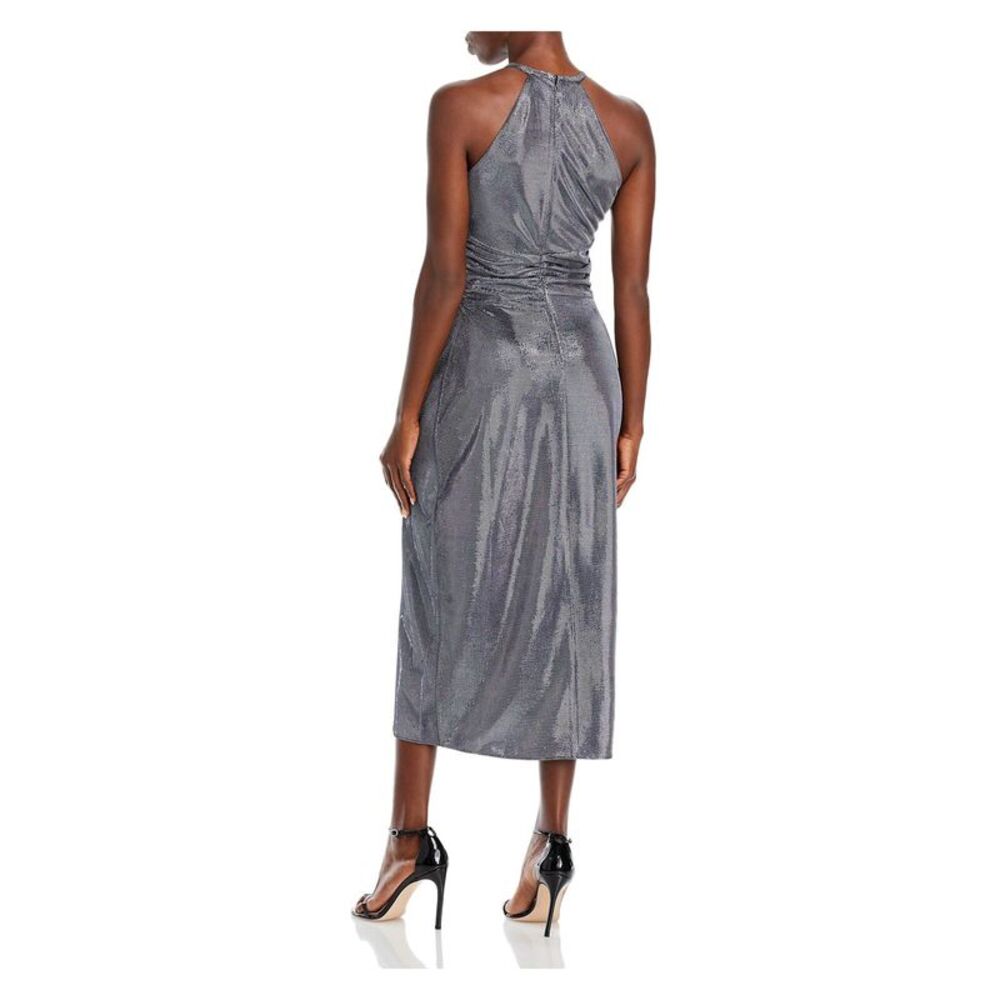 RAMY BROOK Womens Stretch Twist Front Sleeveless Halter Midi Sheath Dress - Picture 2 of 3